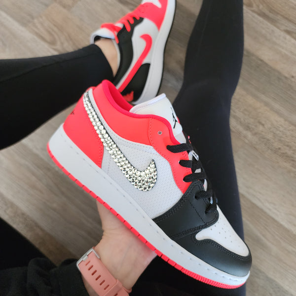 womens red white and black jordans