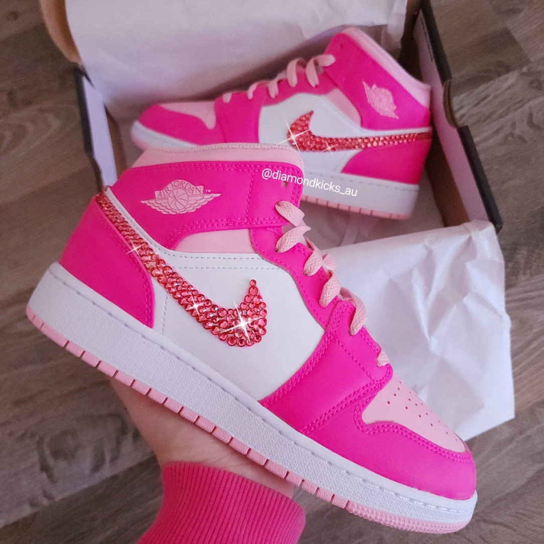 White Pink Women's Pink Jordan Shoes Jordan Mid Women/Youth
