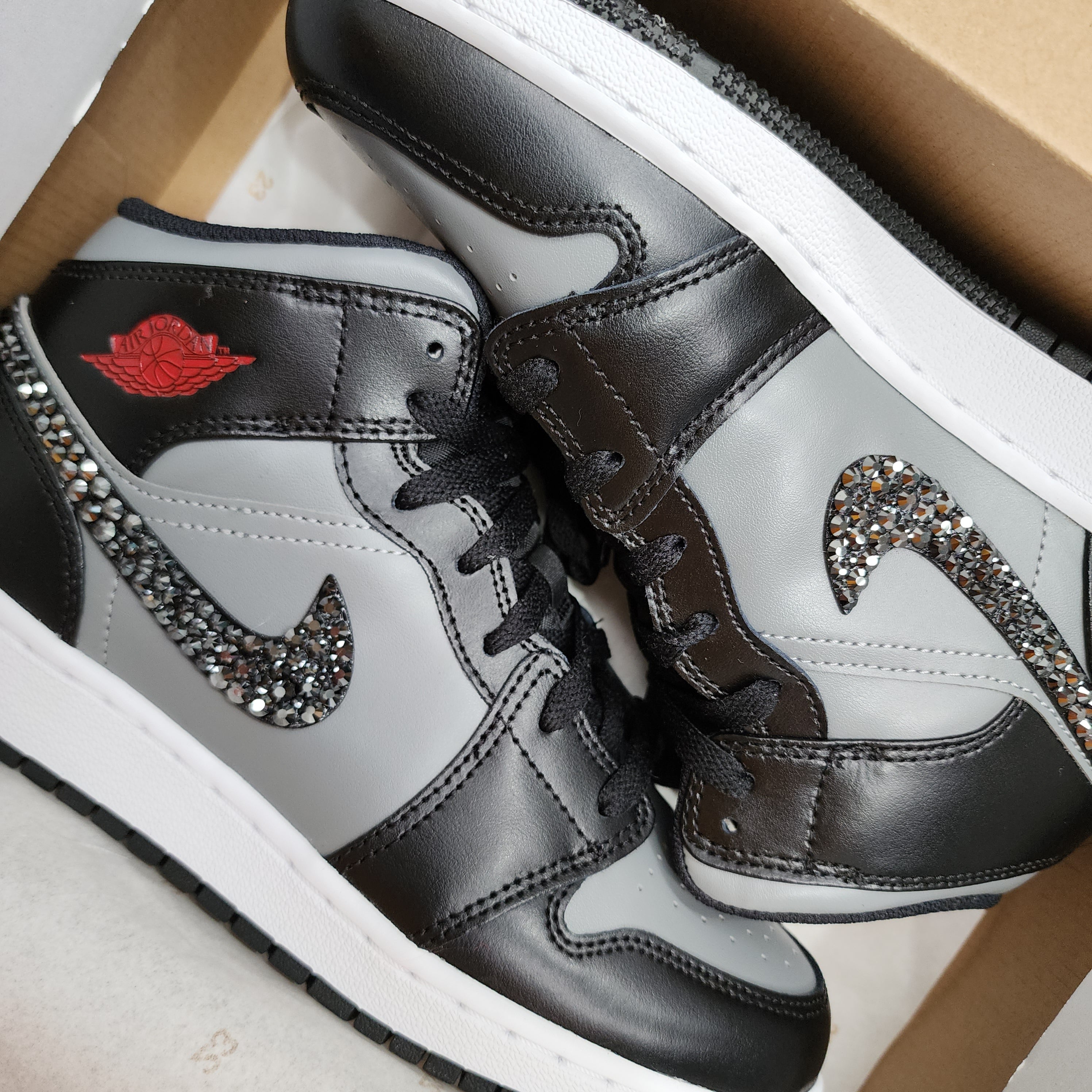 Jordan Women Mid Black Grey With Inner and Outer Charcoal
