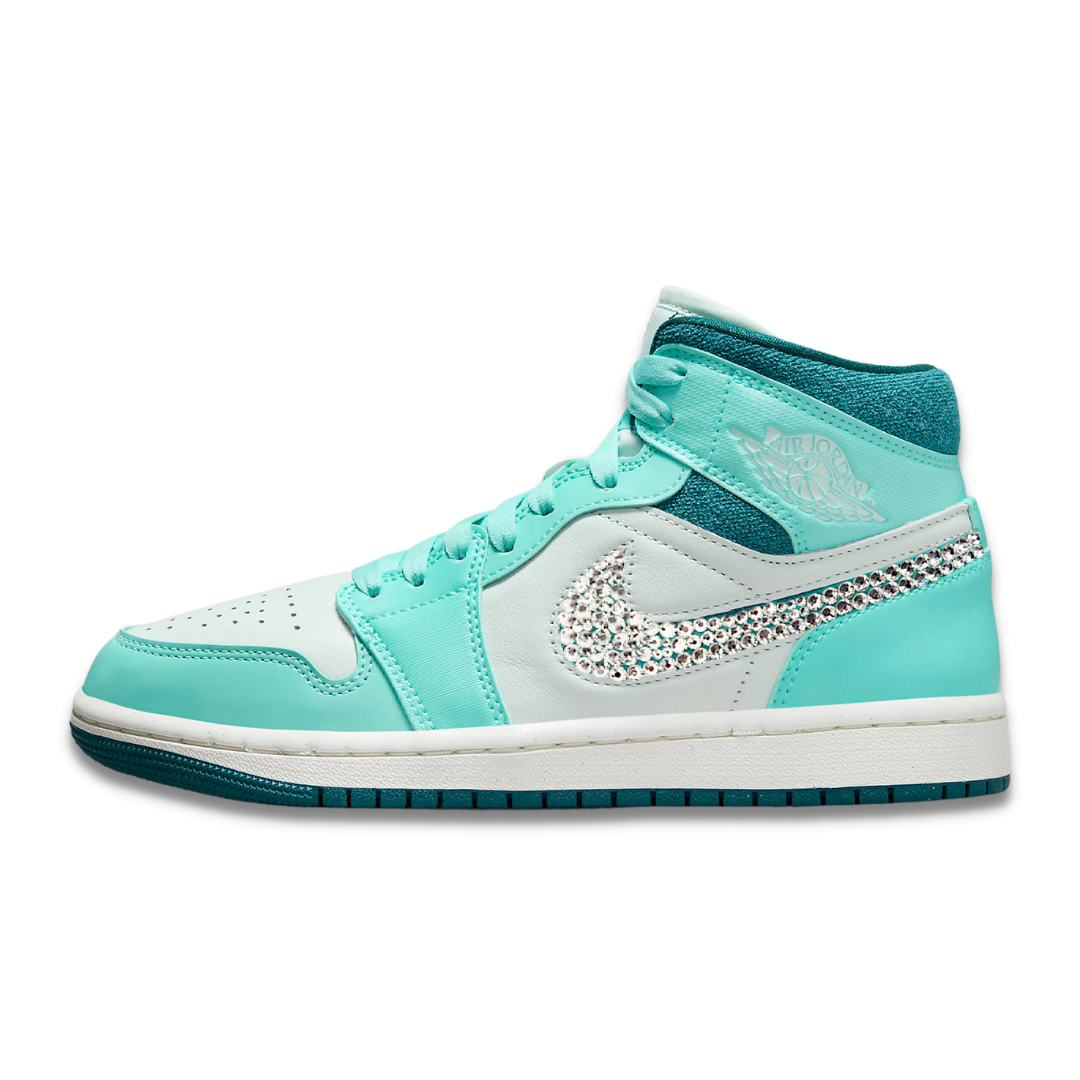 Teal and top white jordans