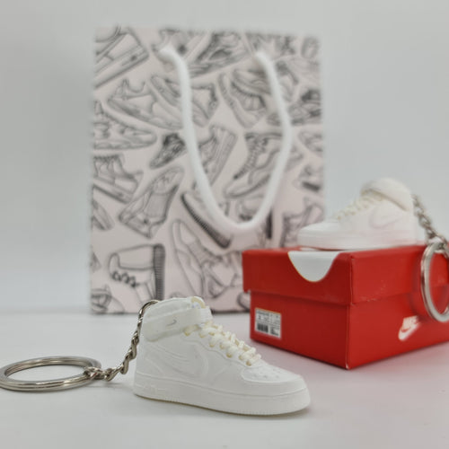 Mini Sneaker Keyring- AF1 Mid (White)