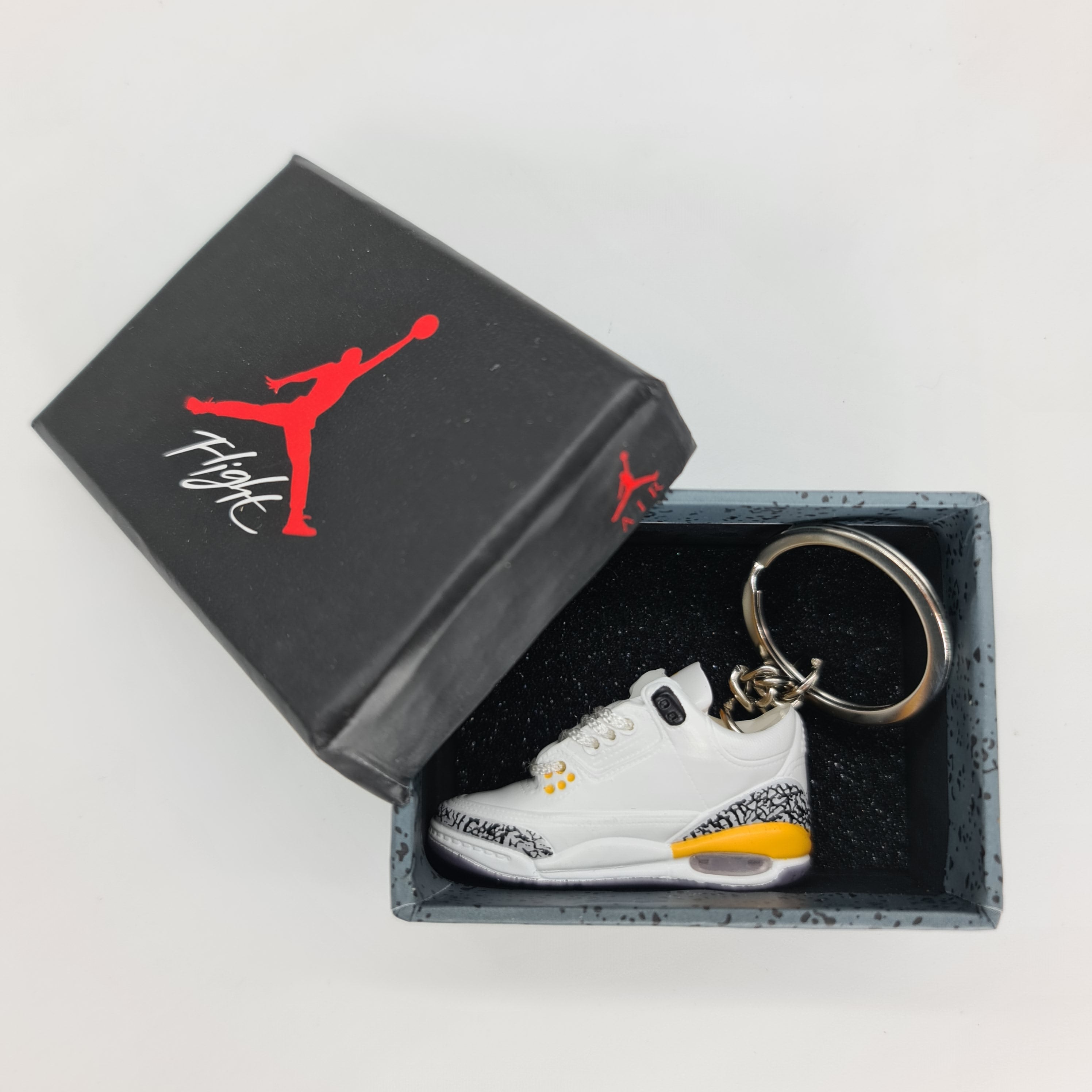 Mini Sneaker Keyring- AJ3 (White/Yellow)