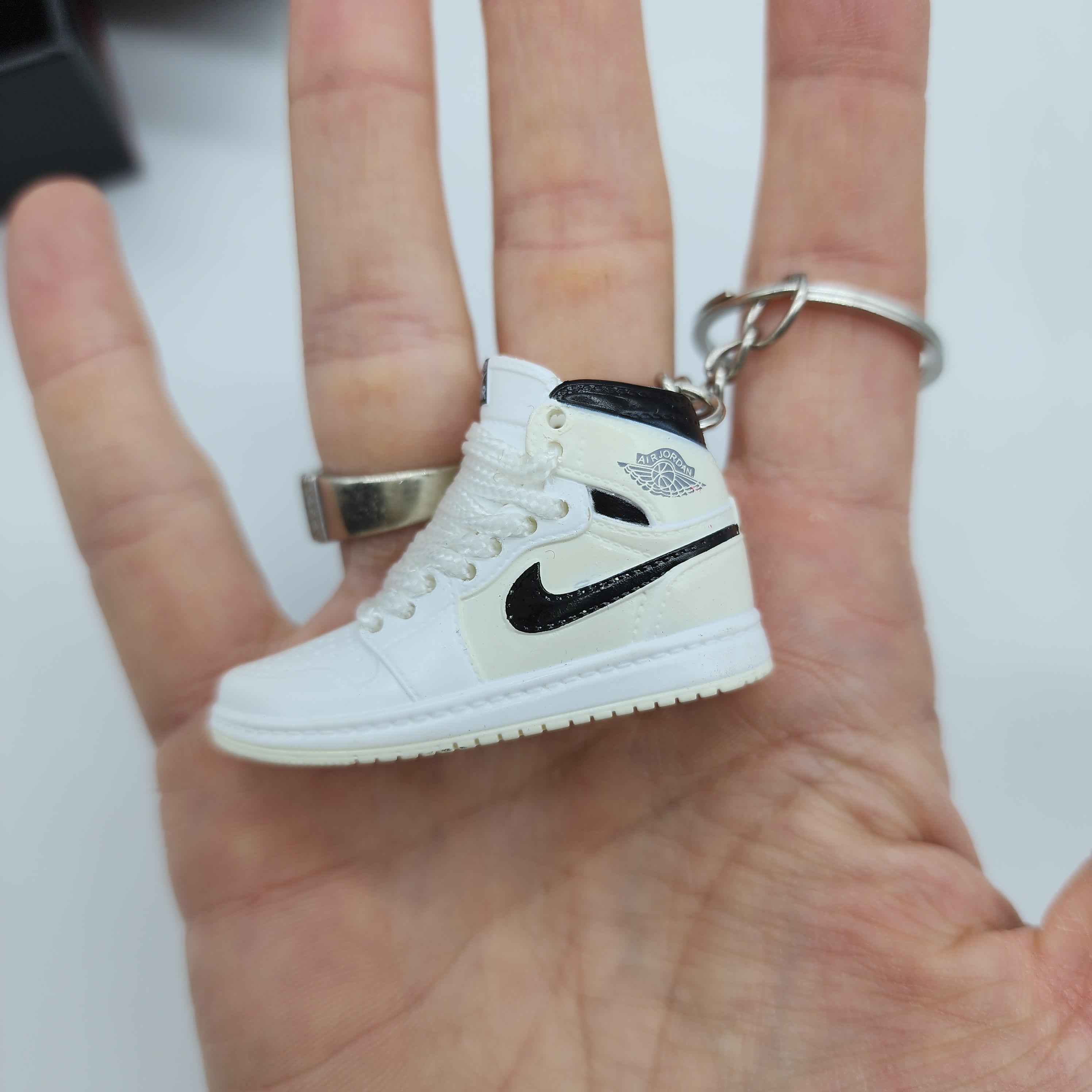 Mini Sneaker Keyring- AJ1 (Cream/ White/ Black)