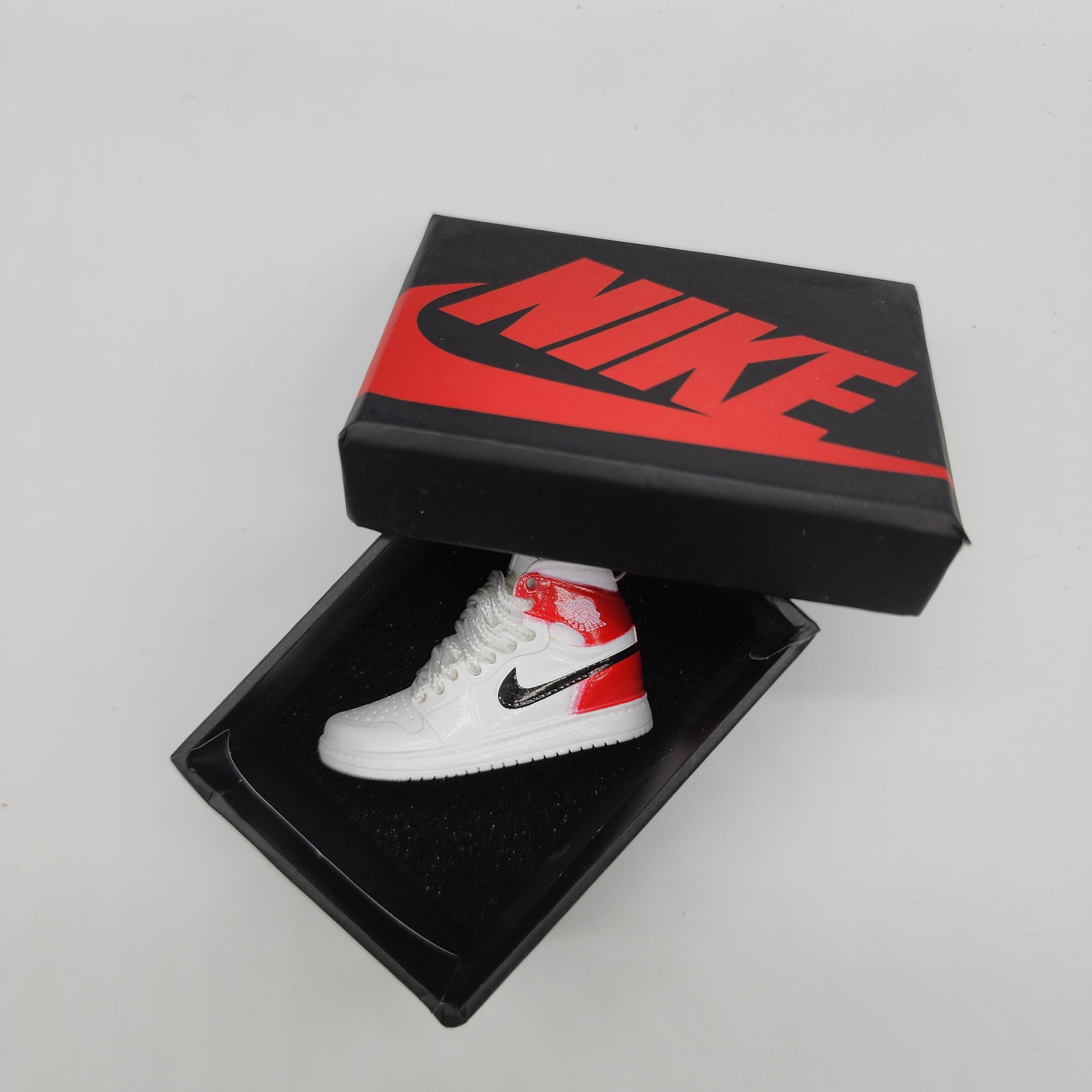 Mini Sneaker Keyring- AJ1 (White/ Red/ Black)